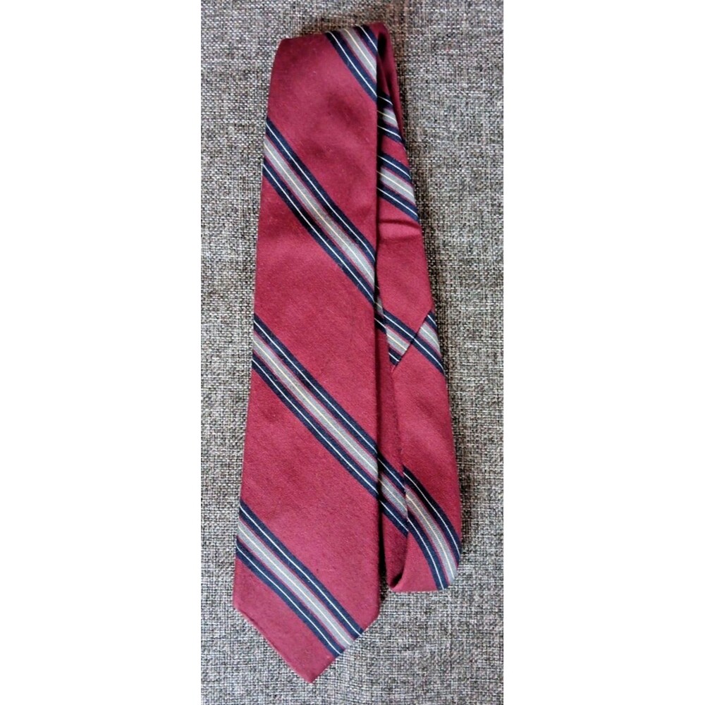Tie 70s 80s 90s Y2K Christopher Hayes Wool Silk Red Blue Gray 3.25 Wide 59 Long
